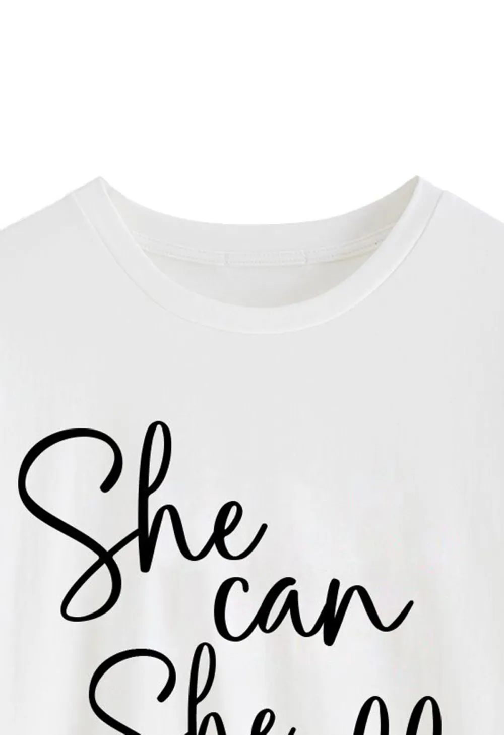 SHE CAN SHE WILL CREW NECK T-SHIRT