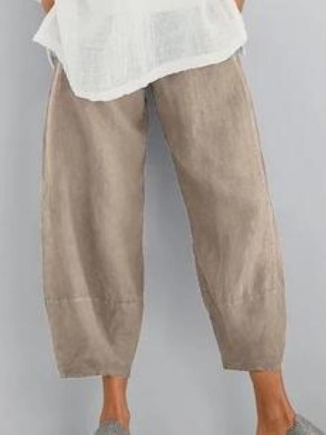 Women's Chinos Capri shorts Baggy Solid Color Pocket Baggy Calf-Length Micro-elastic Sporty Casual Daily Vacation Black Navy Blue L XL Spring Fall