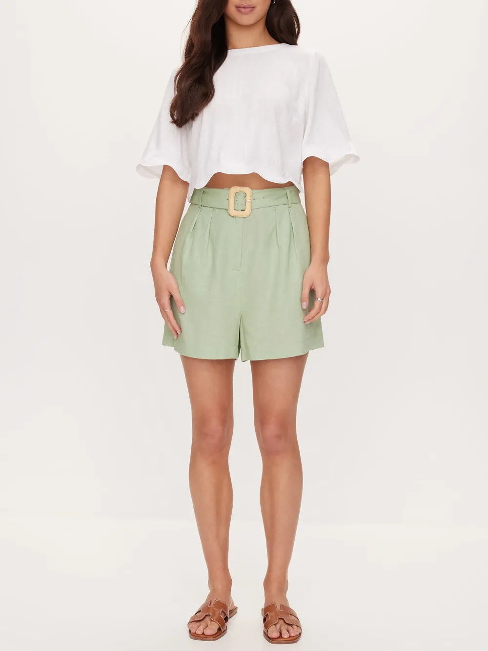 Goldie Linen Blend Belted Short