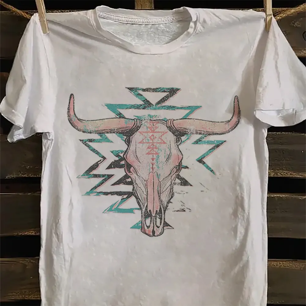 Desert Bull Skull and Aztec T-shirt