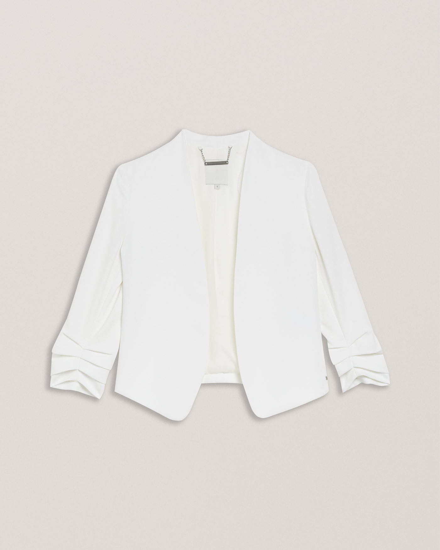 Lillias Collarless Jacket With 3/4 Sleeve Ivory