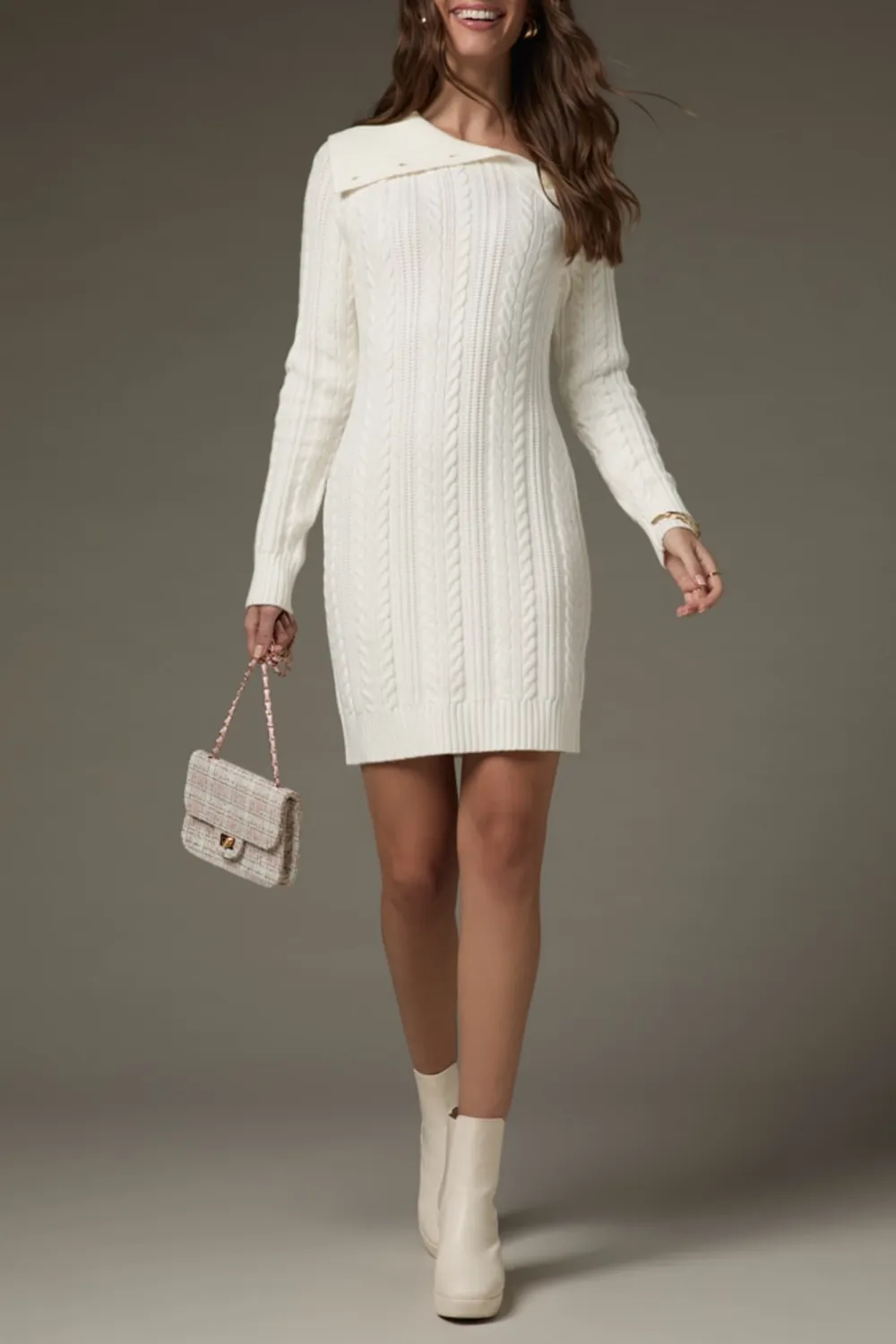 Brenda Henley Cable Knit Mini Dress