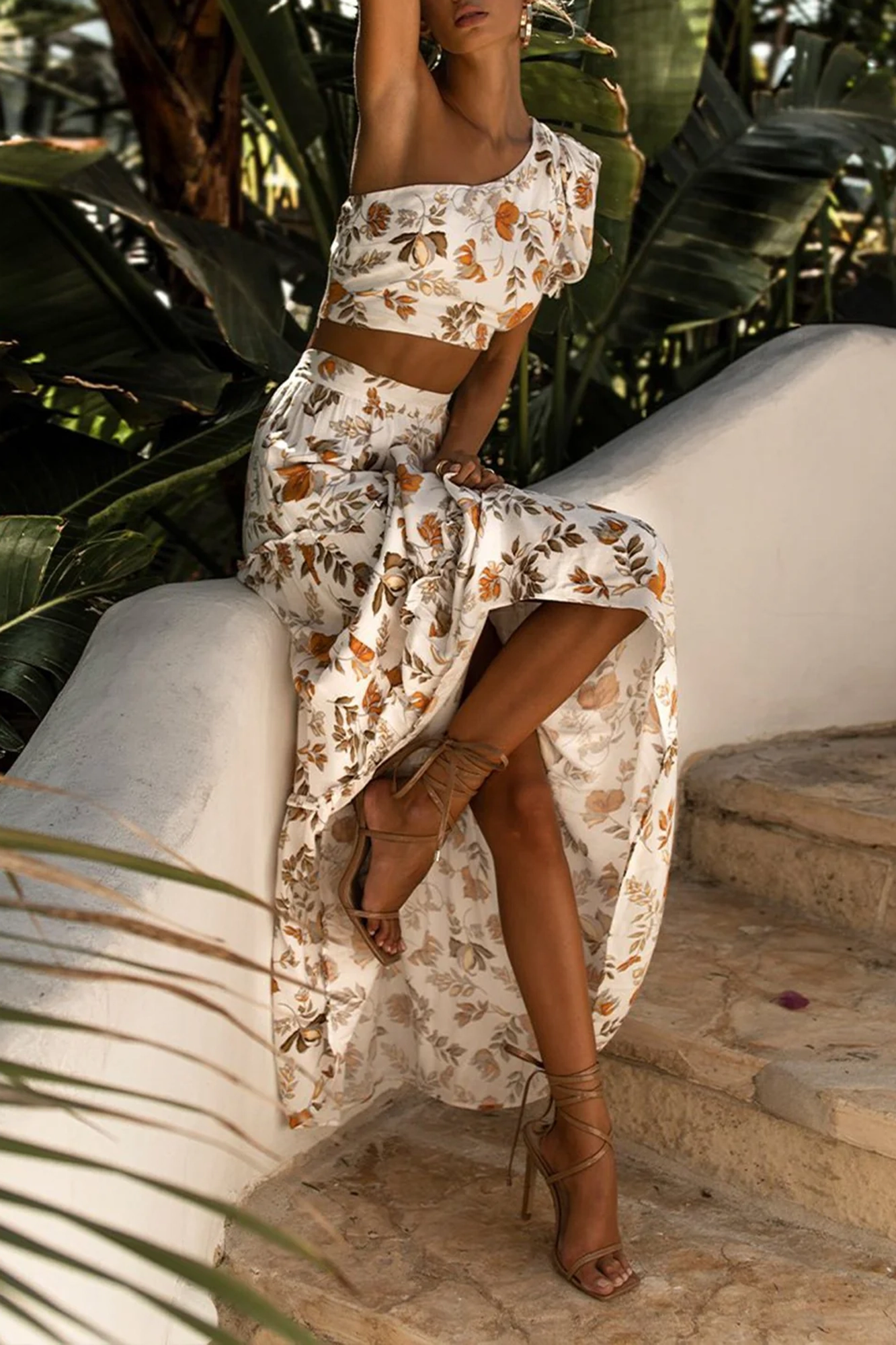 Elena Maxi Skirt (White Floral)