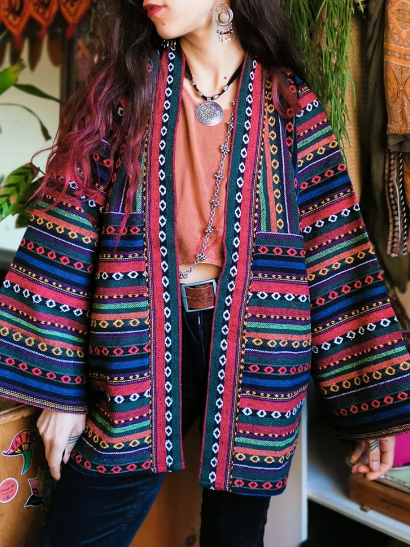 vintage striped long sleeve cardigan