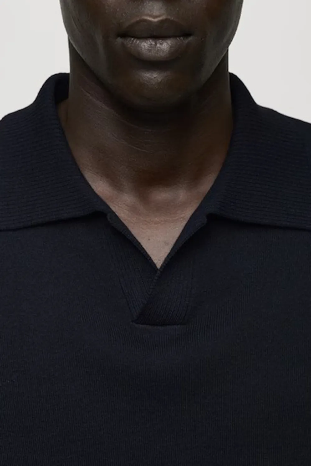 Cable Knit Collar Polo Shirt