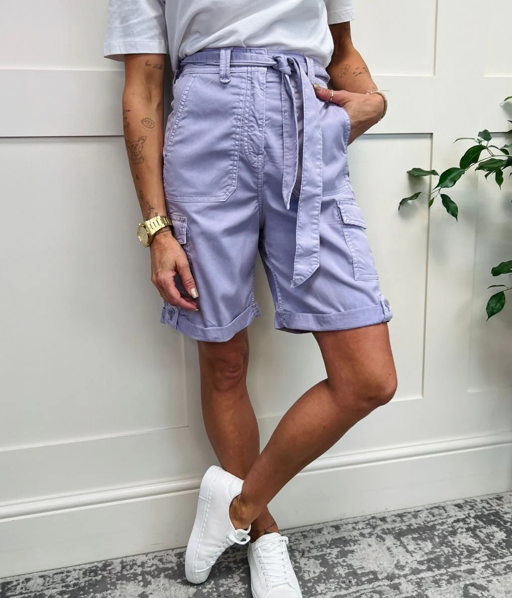 Lilac Long Cargo Shorts