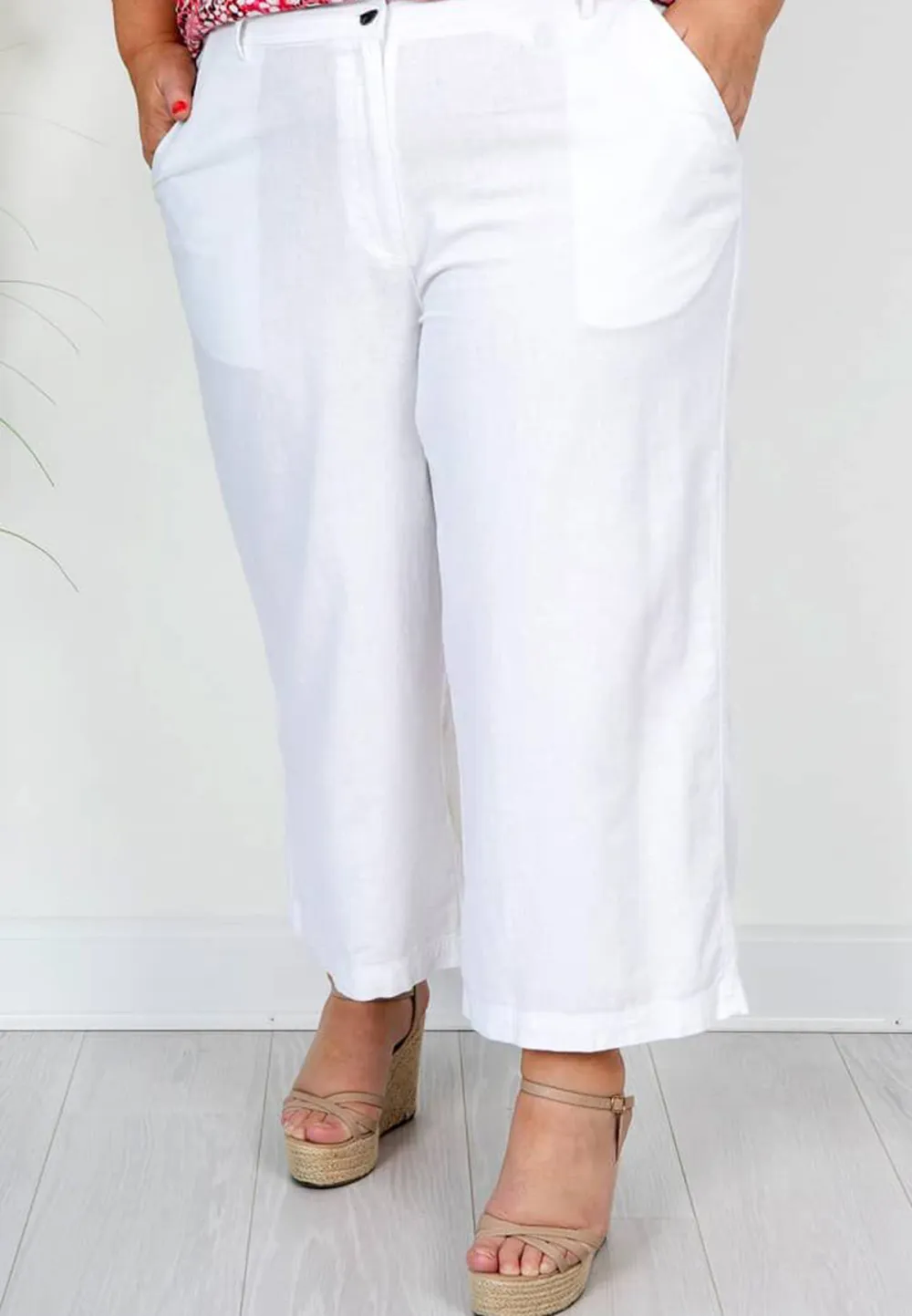 White Linen Mix Culottes