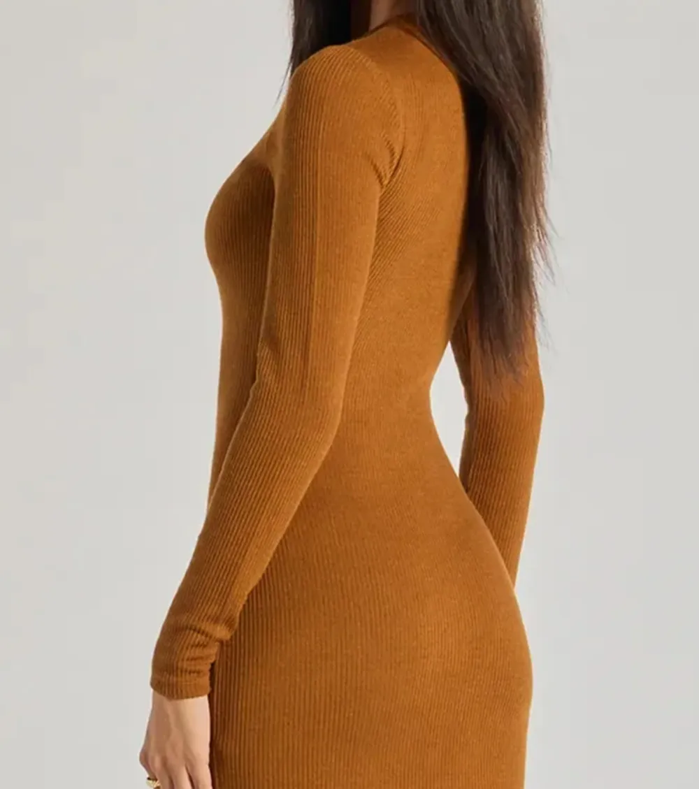 All Things Cozy High Slit Knit Midi Dress