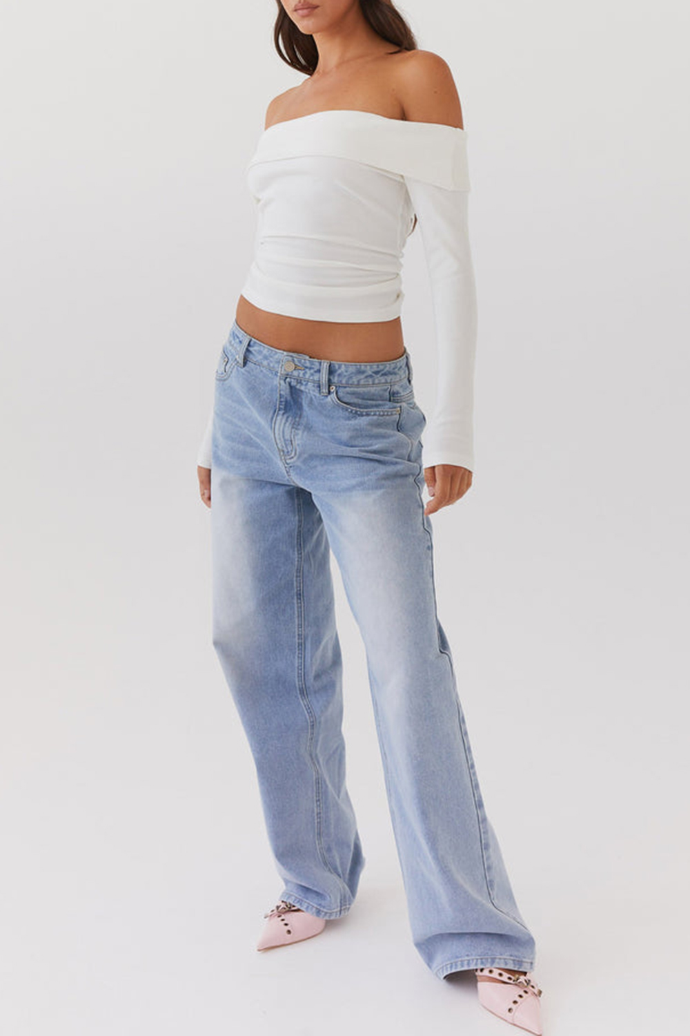 Keanna Low Rise Denim Jeans - Light Blue