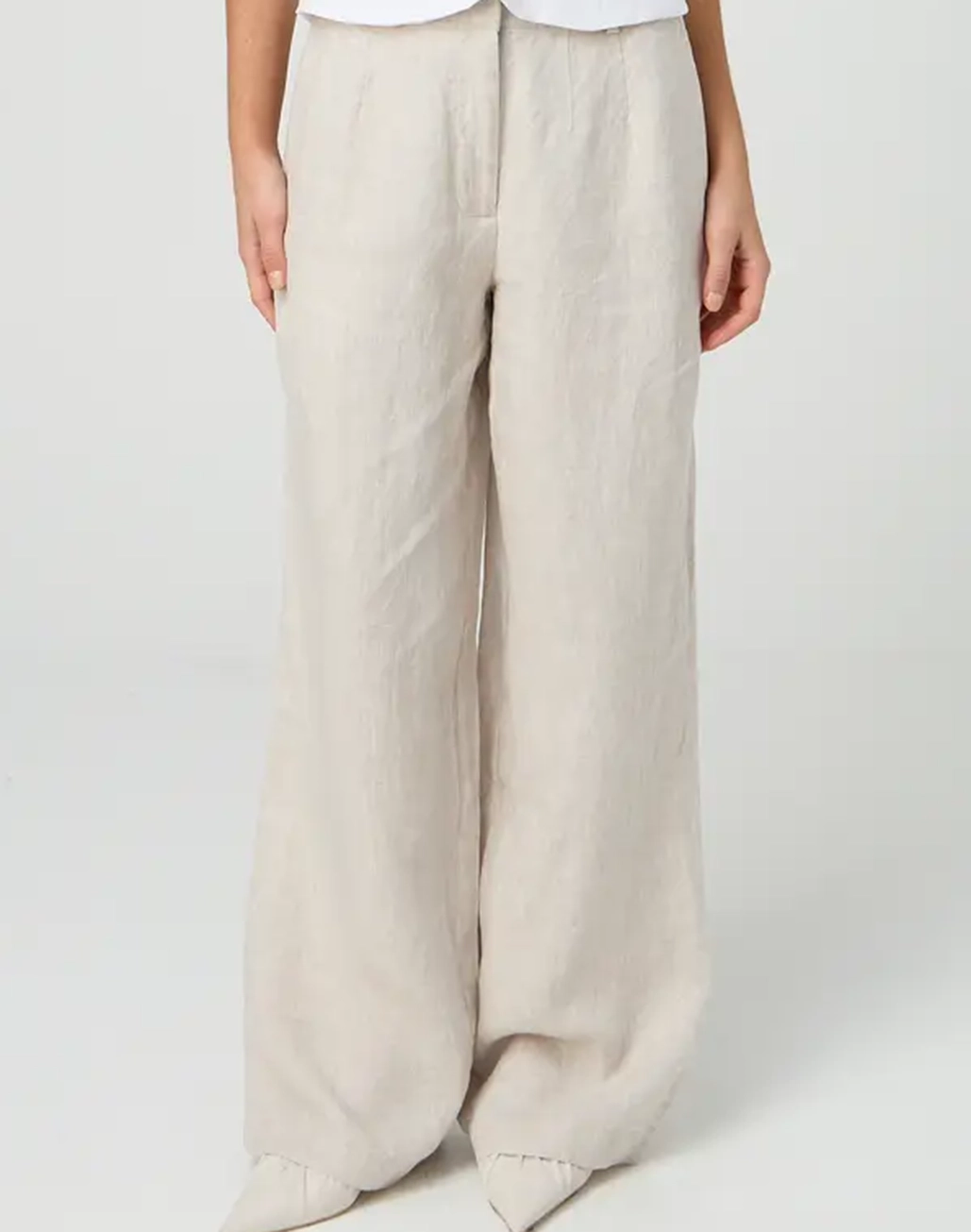 Linen Pleat Wide Leg Pant