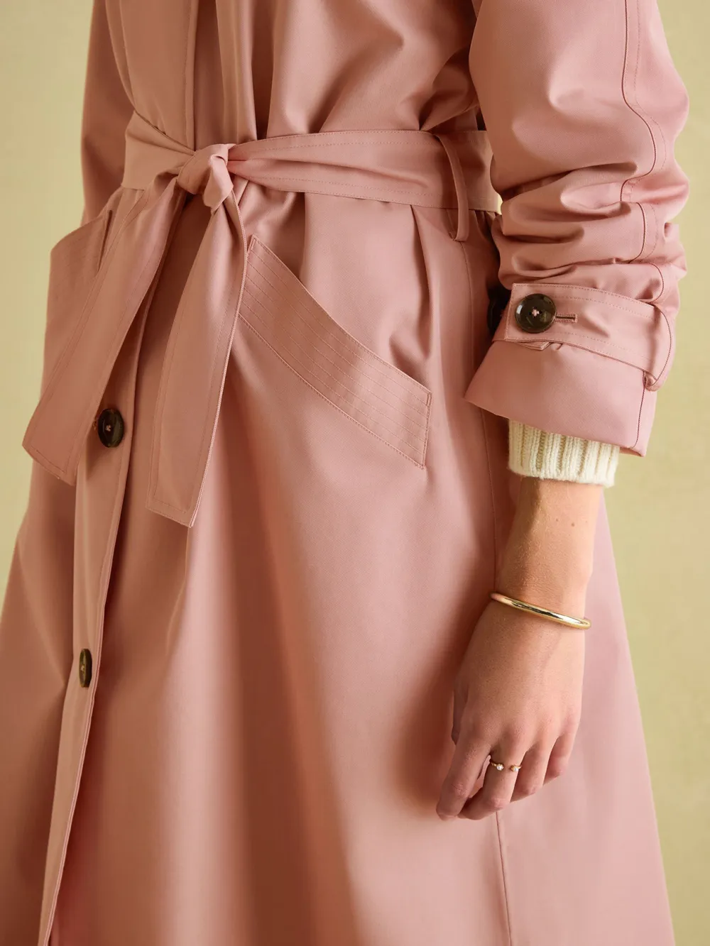 Epwell Pink Waterproof Belted Trench Coat