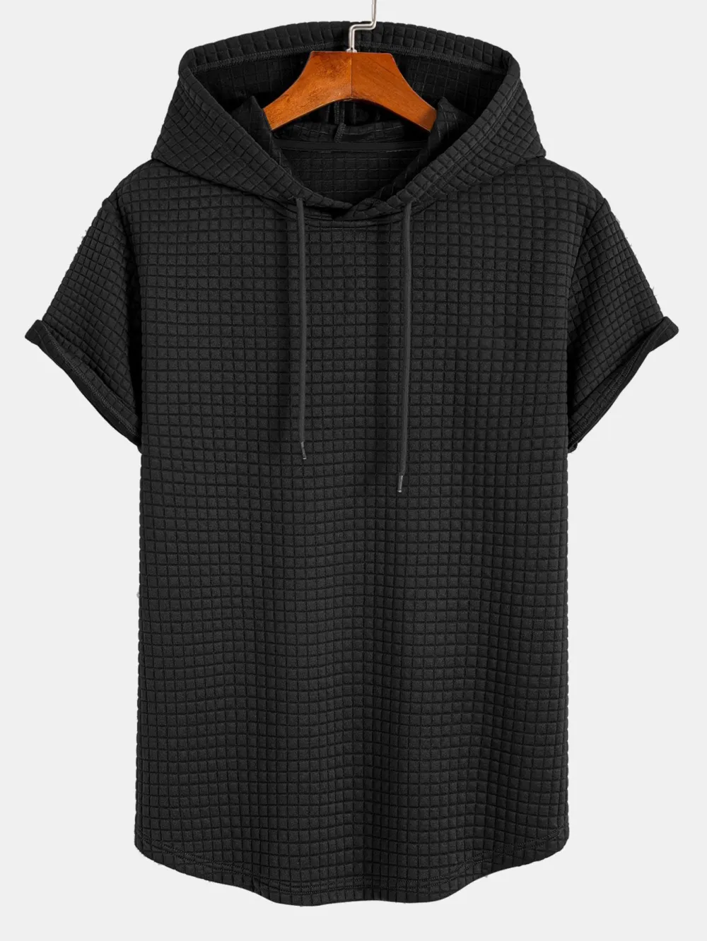 Waffle Hooded Arc Hem T-Shirt