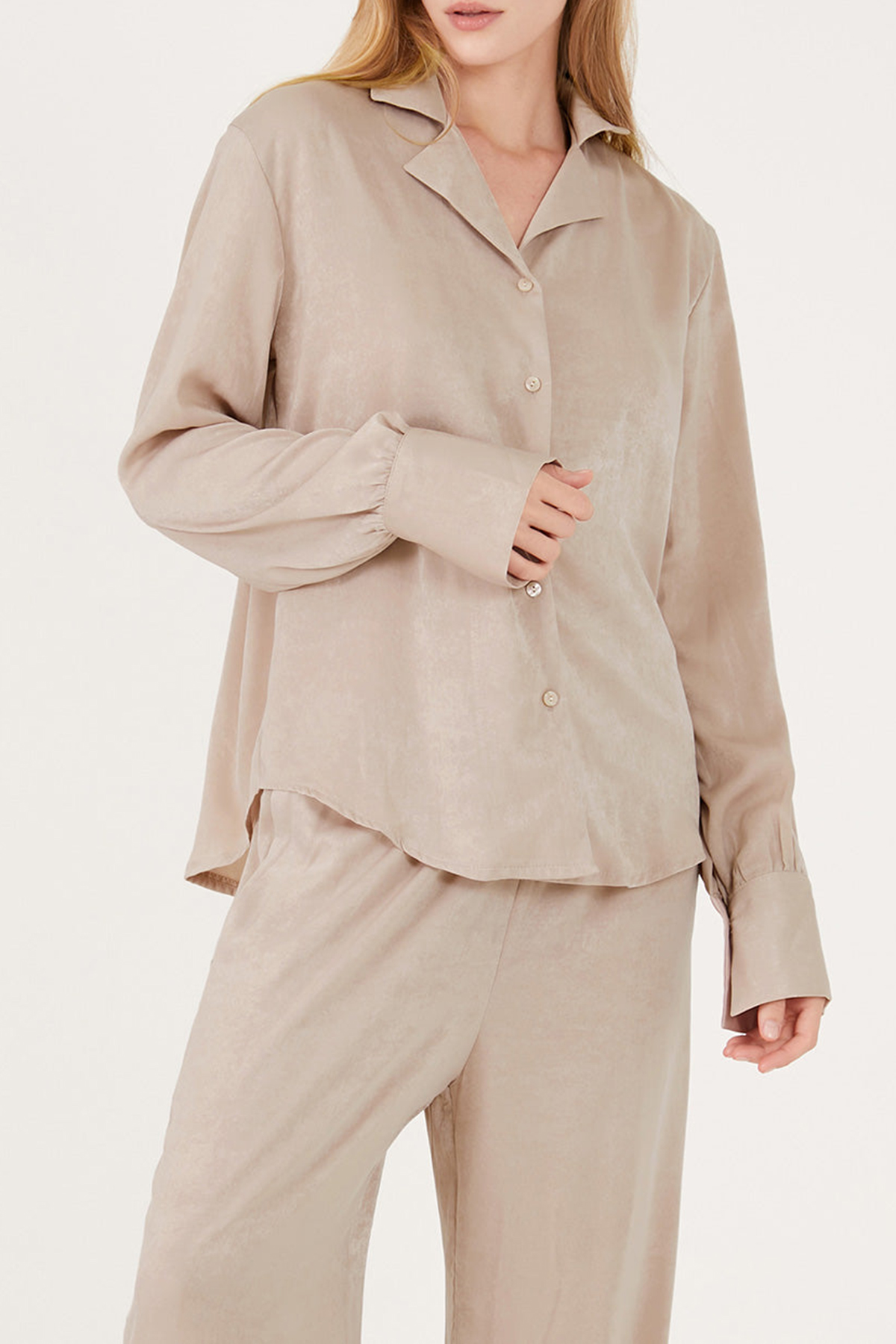 Rose Matte Satin Oversized Shirt