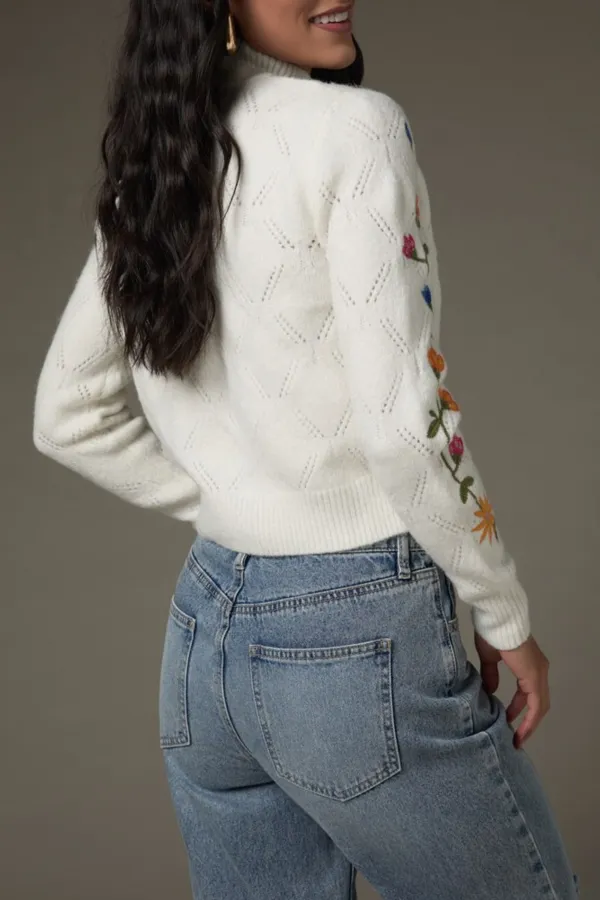 Abigail Floral Embroidered Pullover Sweater