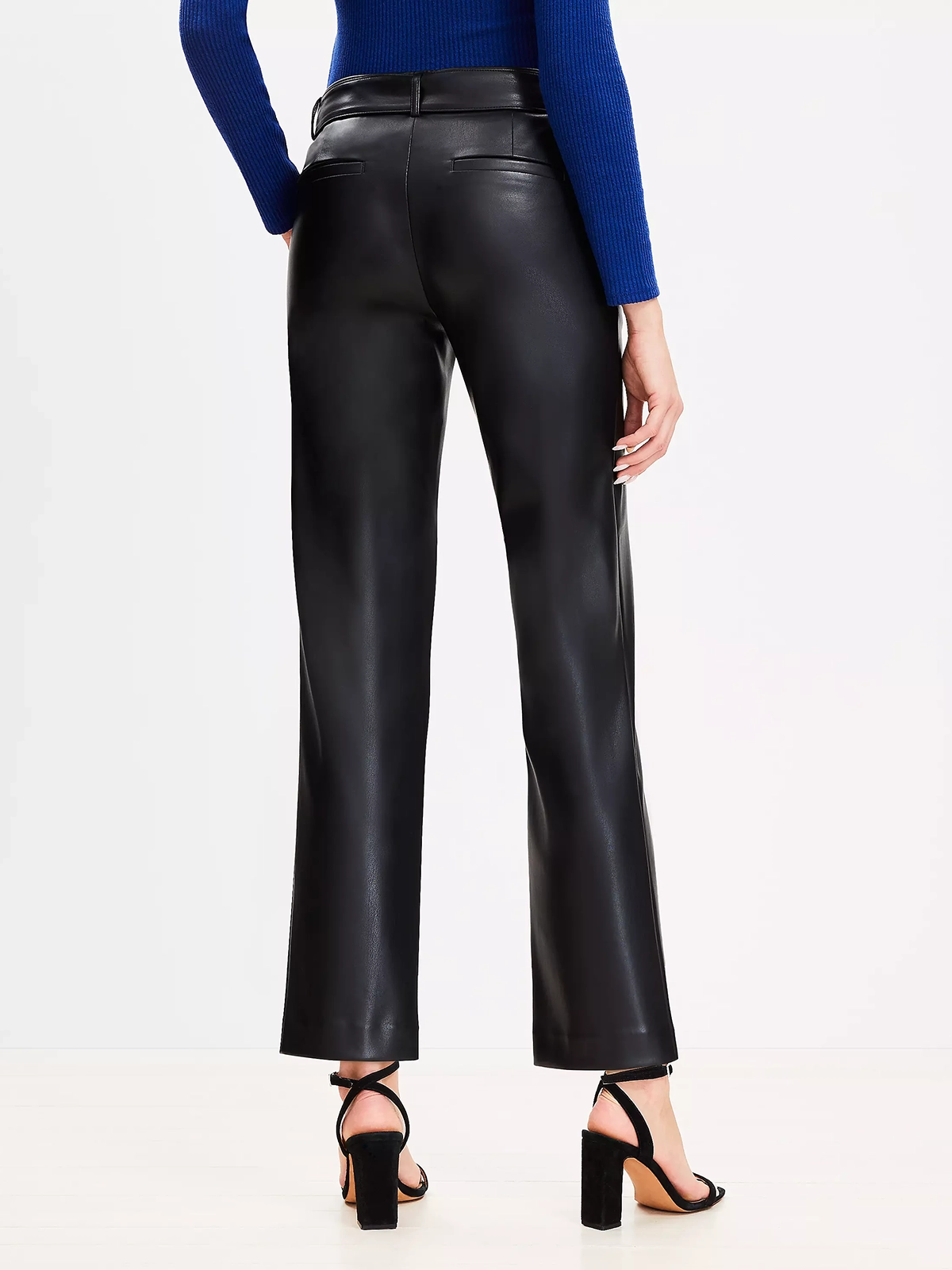 Belted Riviera Slim Pants in Faux Leather