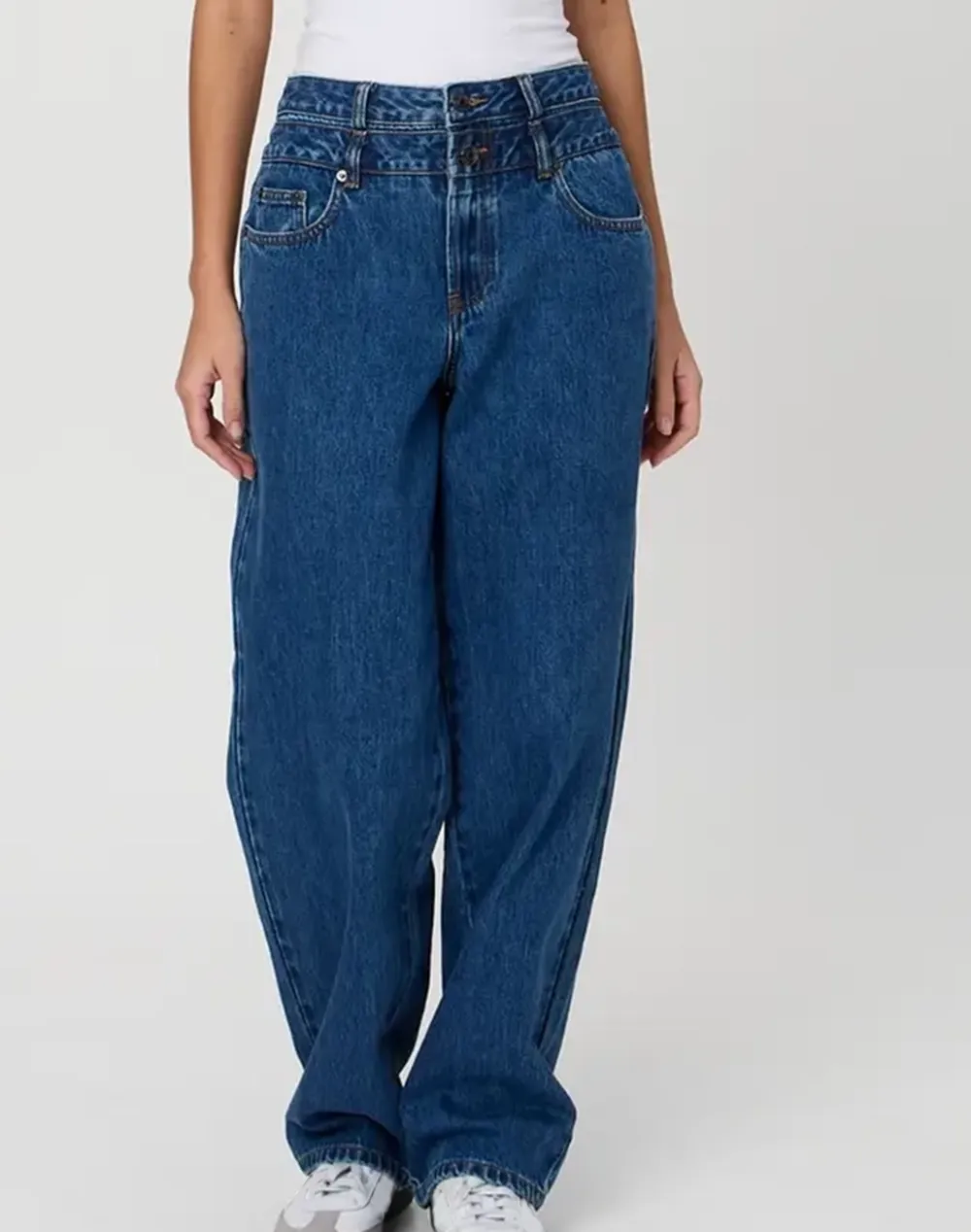 Double Waistband Straight Leg Jean