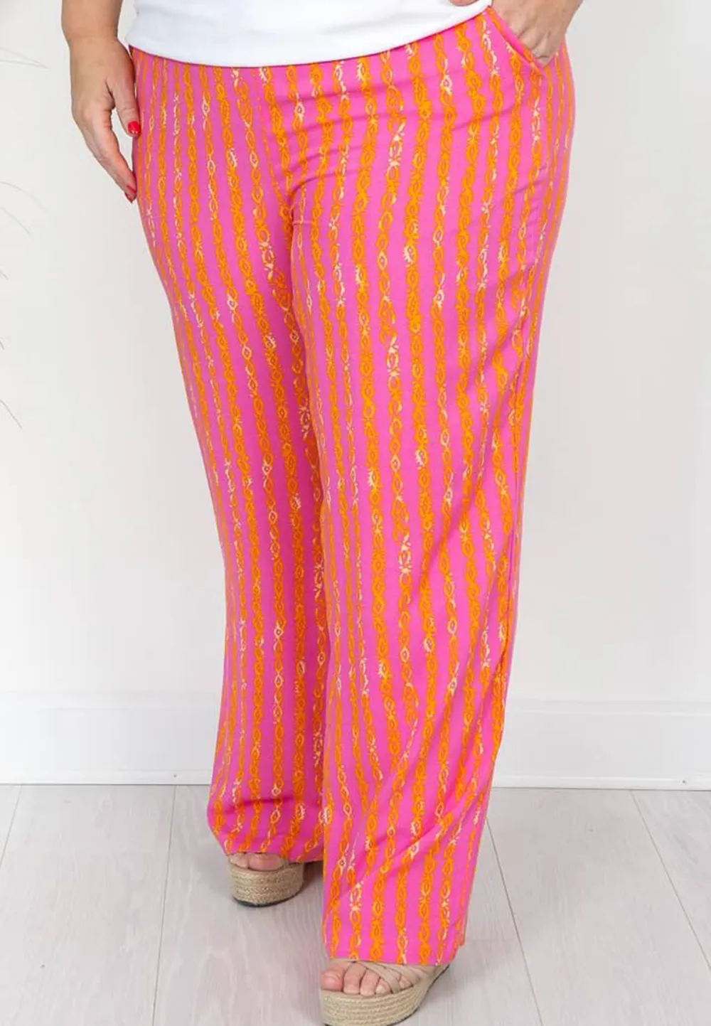 Pink and Orange Printed Trousers