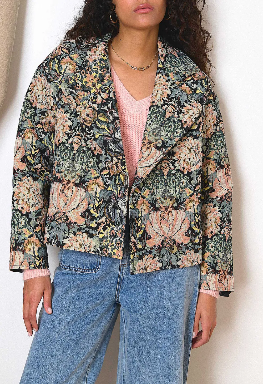 Plant-Print Loose Coat