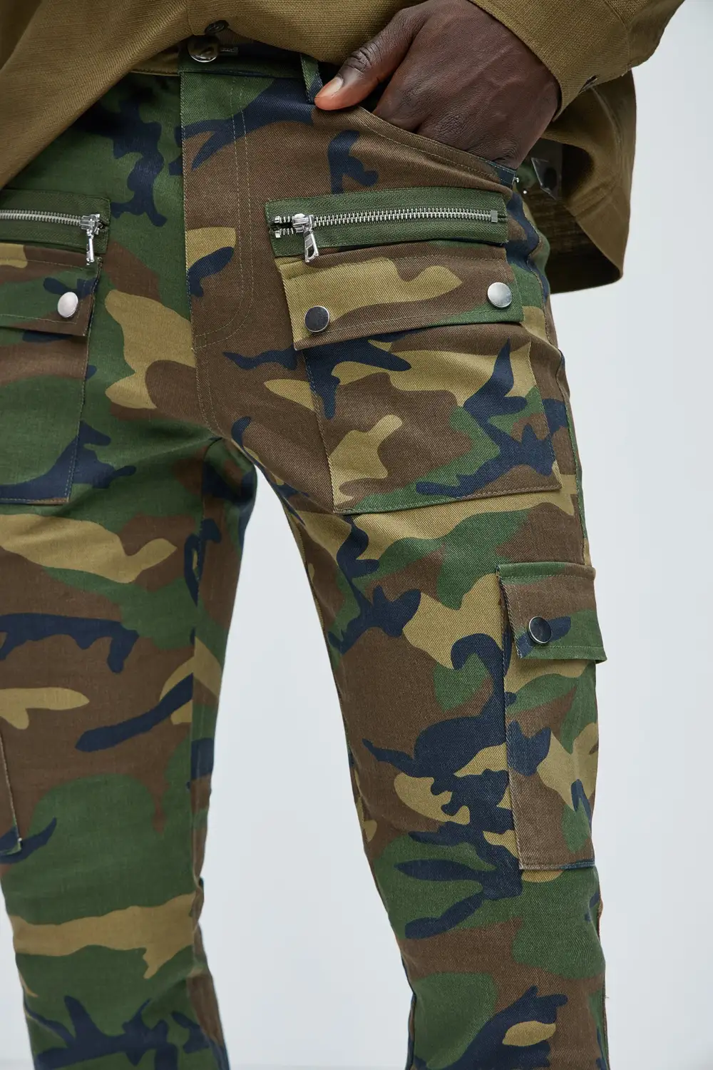 On The Verge Waxed Cargo Zipper Flare Pants