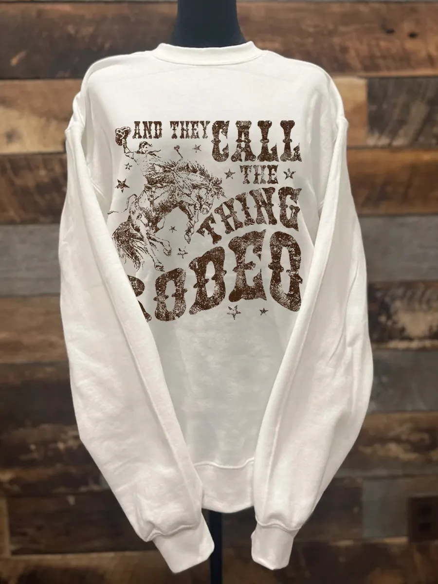 Durable Wild West denim printed round neck sweatshirt