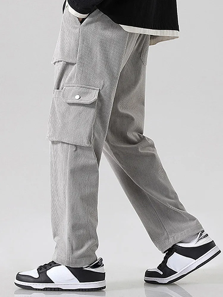 Straight Leg Corduroy Cargo Pants