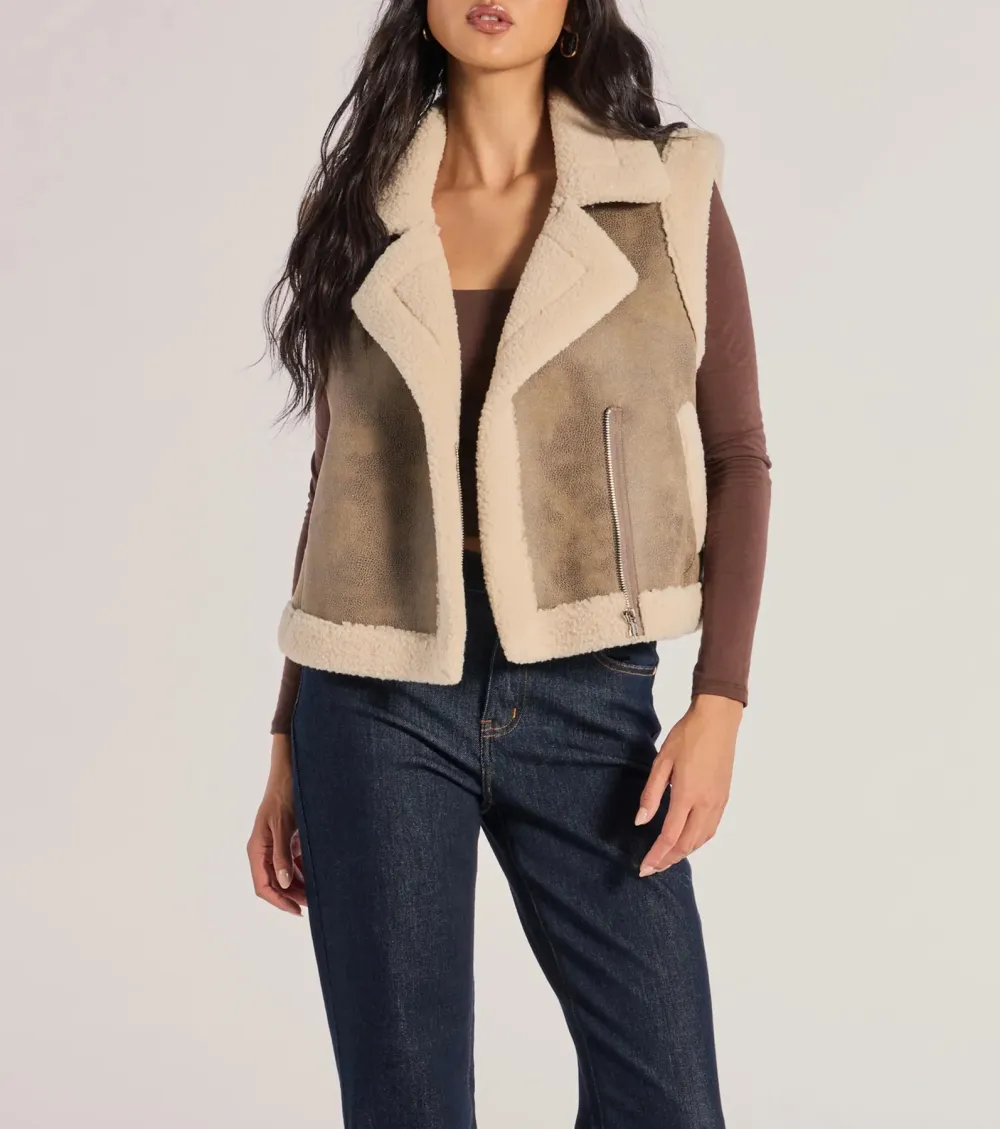 Luxe And Cozy Faux Sherpa Trim Oversized Vest