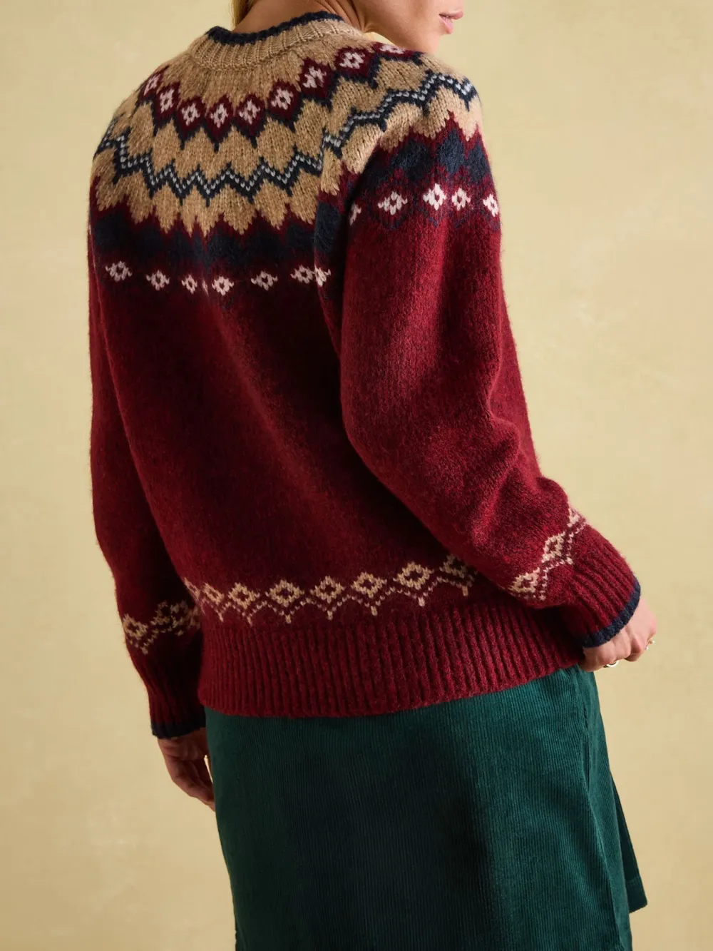 Lowry Red/Navy Fairisle Pattern Jumper