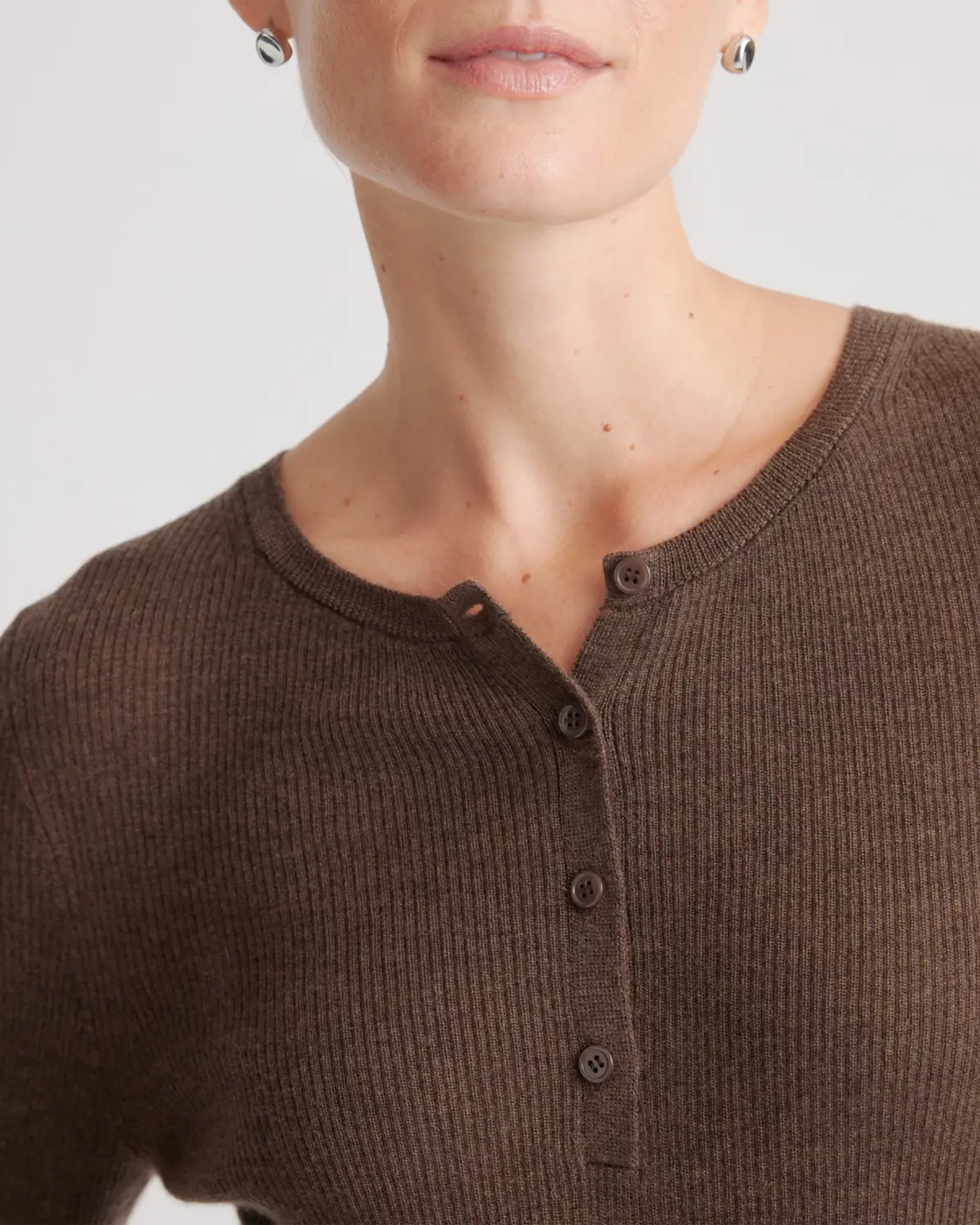 Featherweight Cashmere Ribbed Henley Sweater