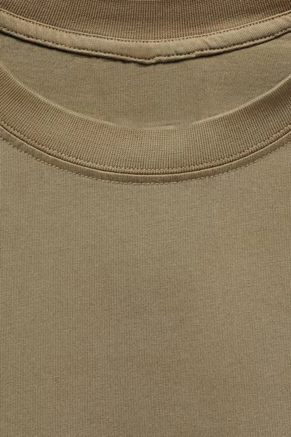 Round-Neck Ribbed Finish T-Shirt