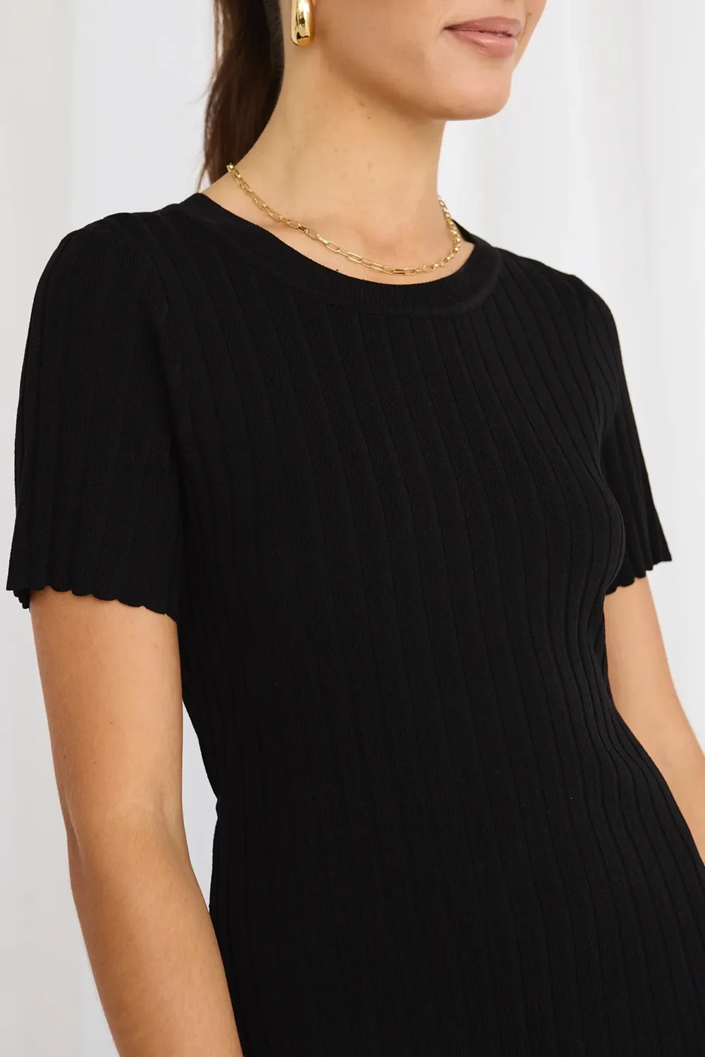 Taken Black Crew Neck SS Knit Dress