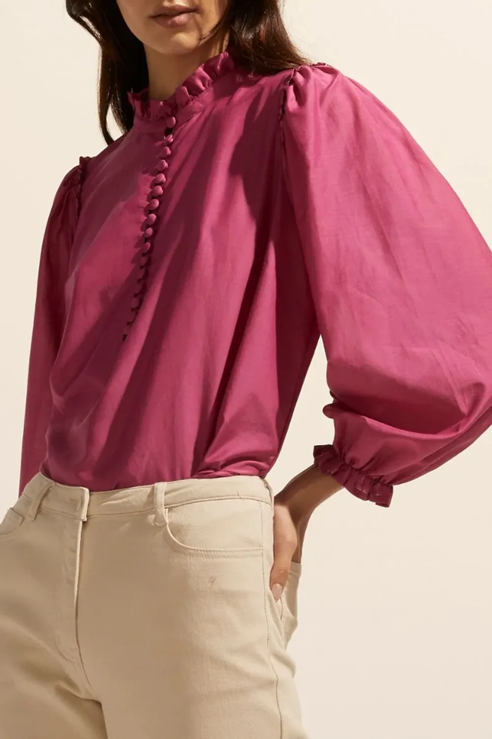 Context Magenta Silk Blend LS Top