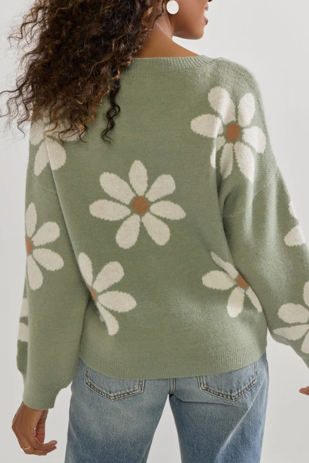 Matilda Pearl Daisy Pattern Pullover Sweater