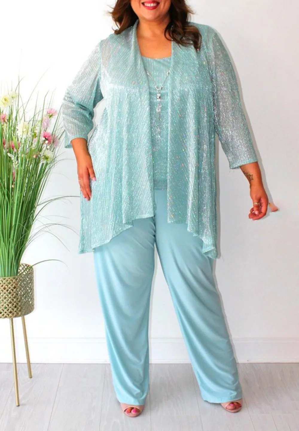 Sea Green Three Piece Trouser Suit