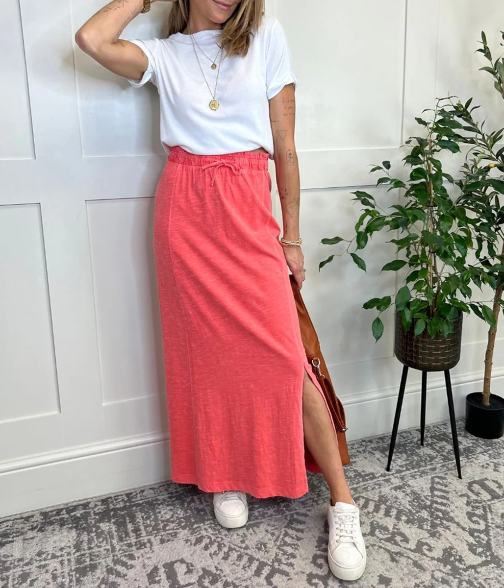 Coral Jersey Midaxi Skirt