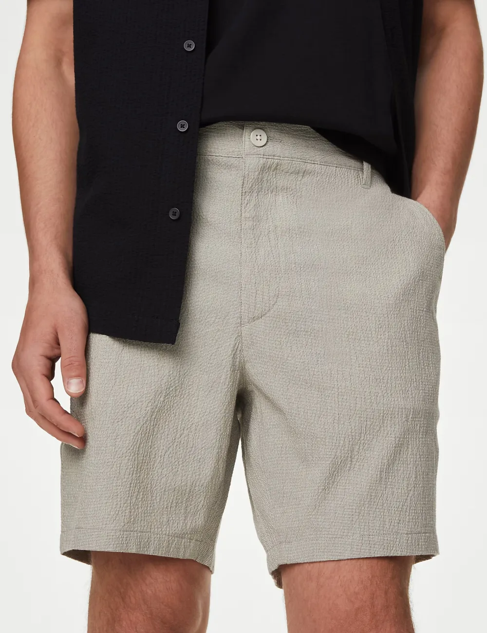 Half Elasticated Waist Seersucker Shorts