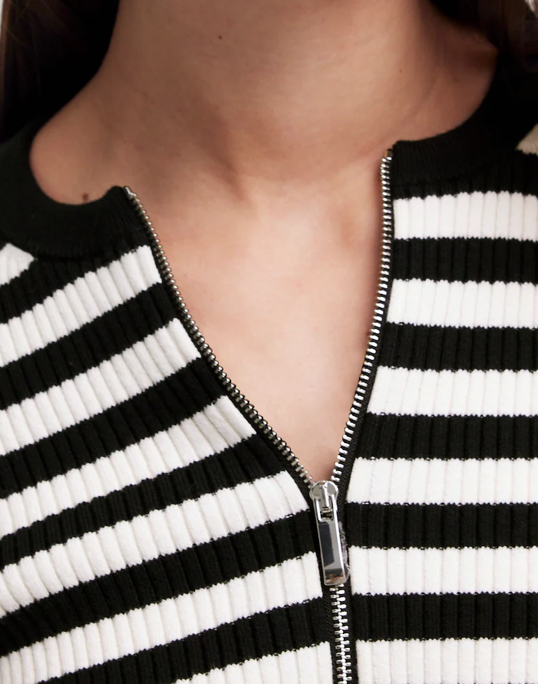 Zip-Front Cardigan in Stripe