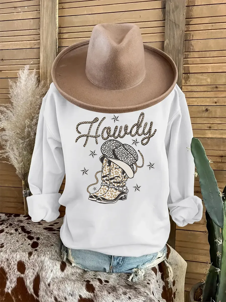 Wild West cowboy boot patterned sweatshirt