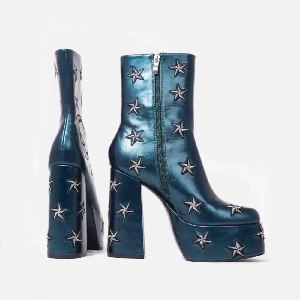 Teal Heeled Boots