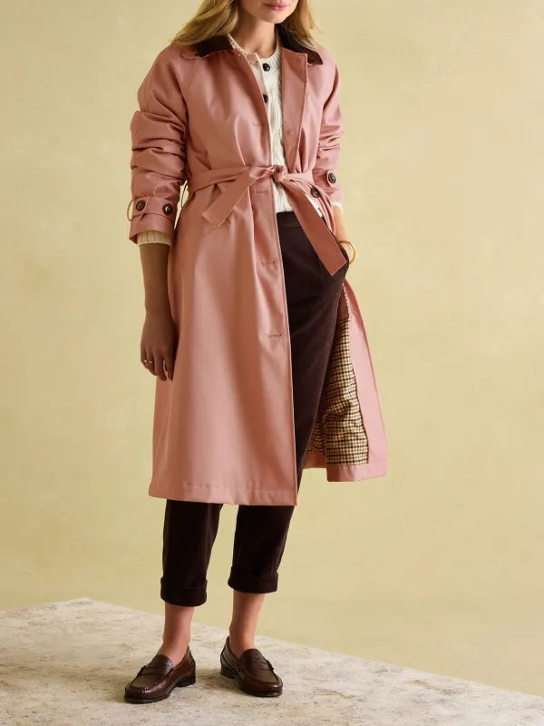 Epwell Pink Waterproof Belted Trench Coat