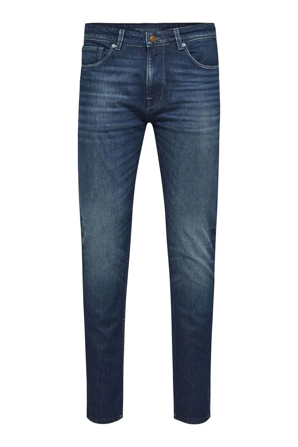 Blue Mid Rise Washed Slim Fit Jeans