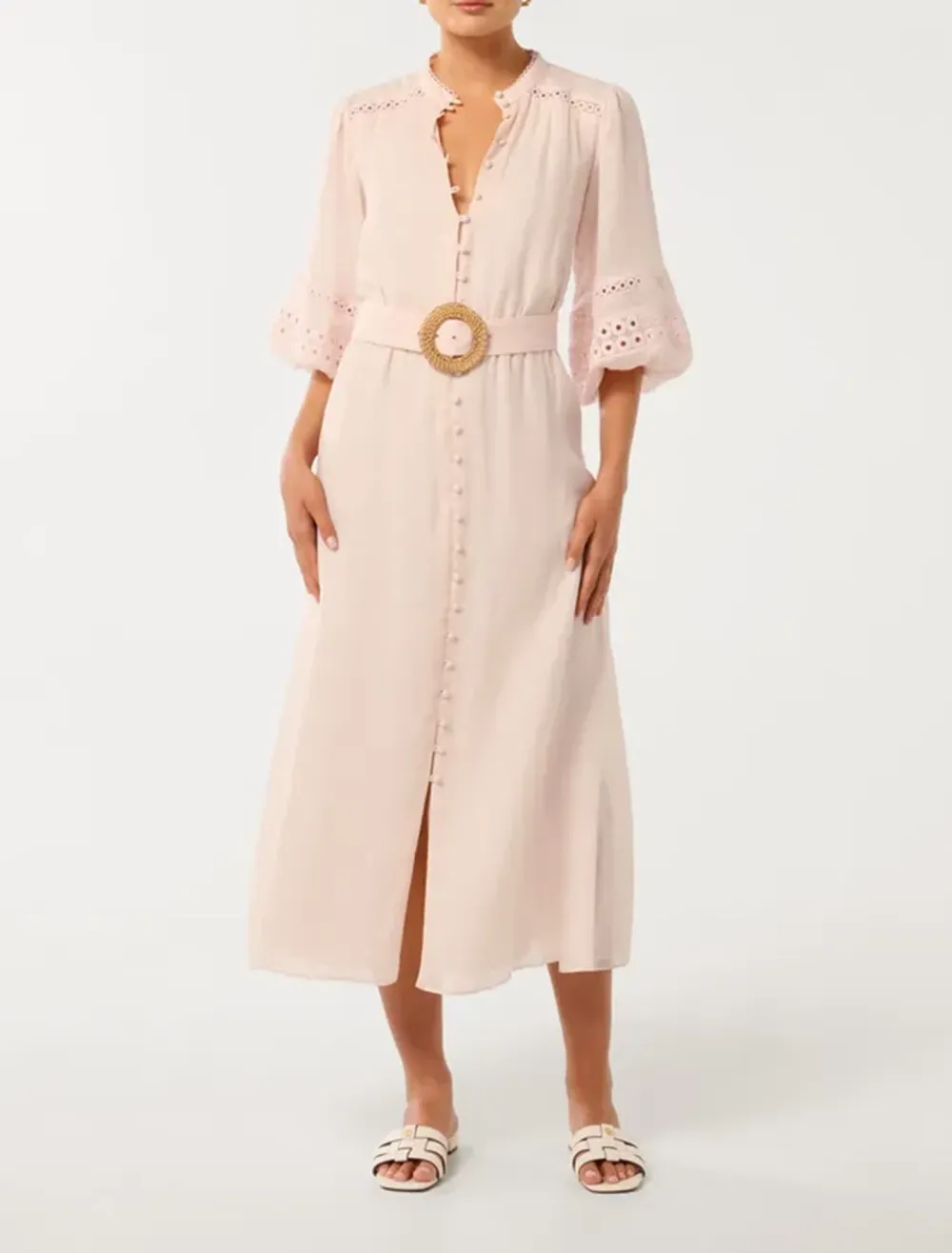 Rebecca Belted Trim Midi Dress