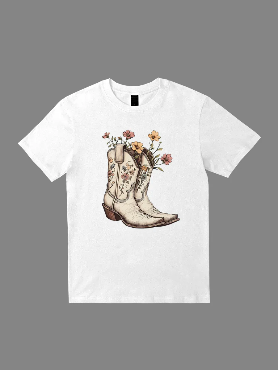 Wild West Cowboy Boots Pattern T-shirt