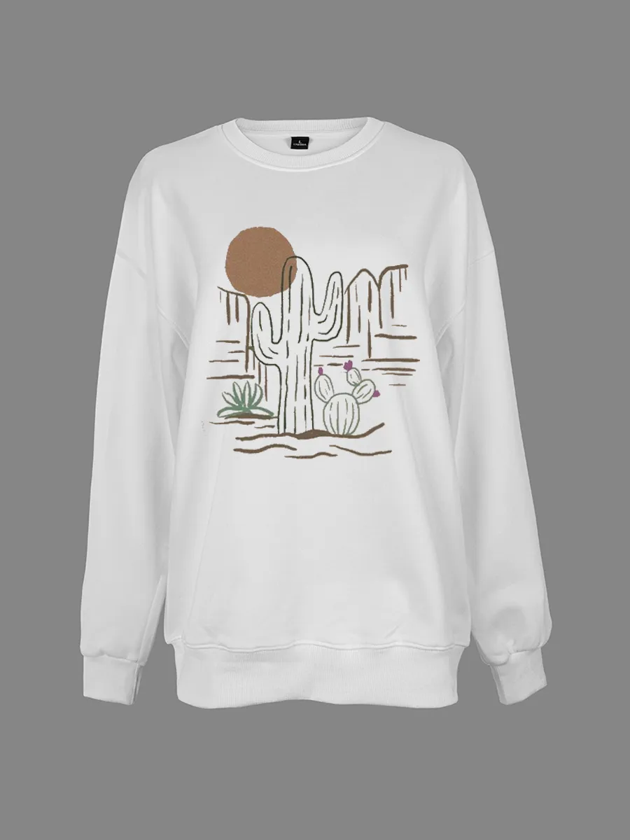 Western Desert Cactus Pattern Sweatshirt