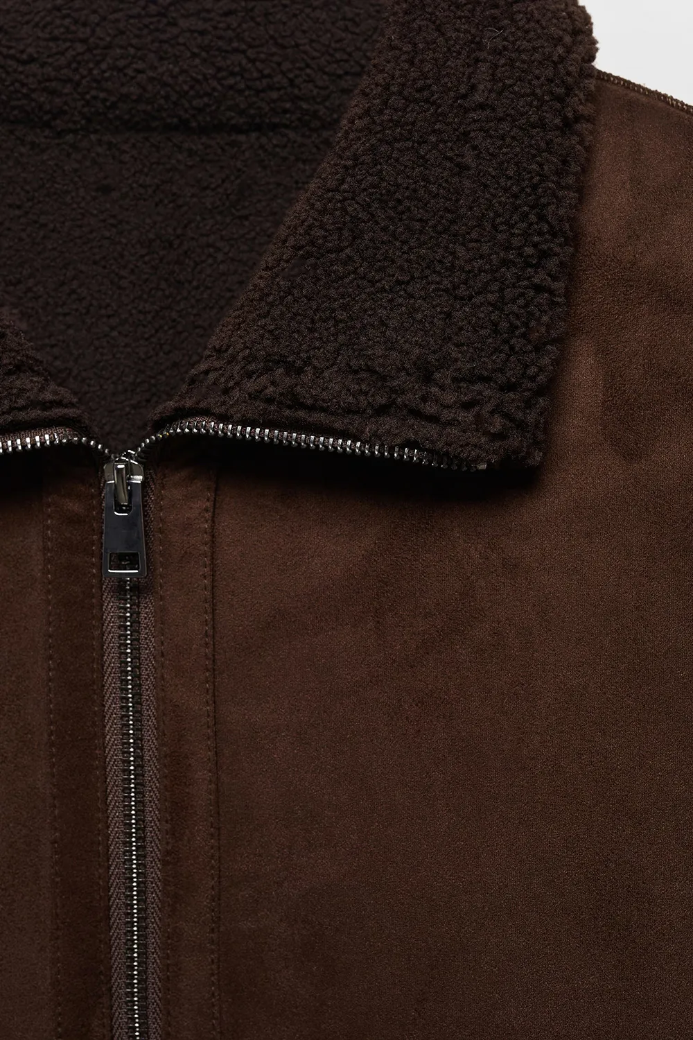 Shearling-lined leather-effect jacket