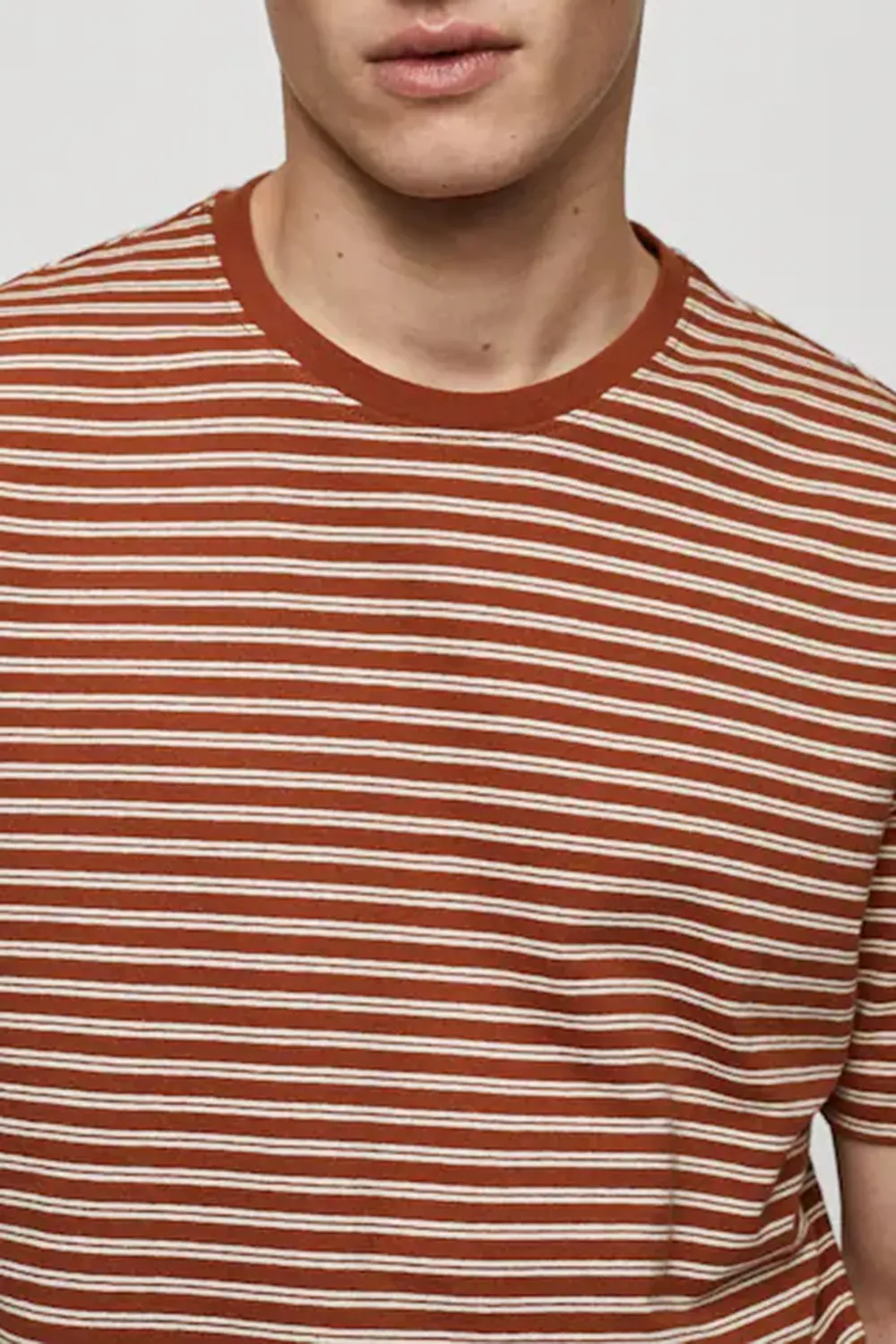 Striped cotton linen-blend T-shirt