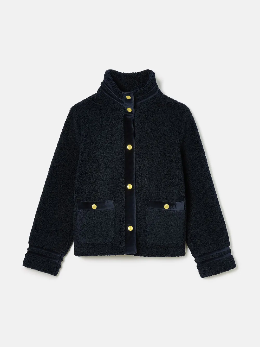 Fleur Navy Fleece Jacket