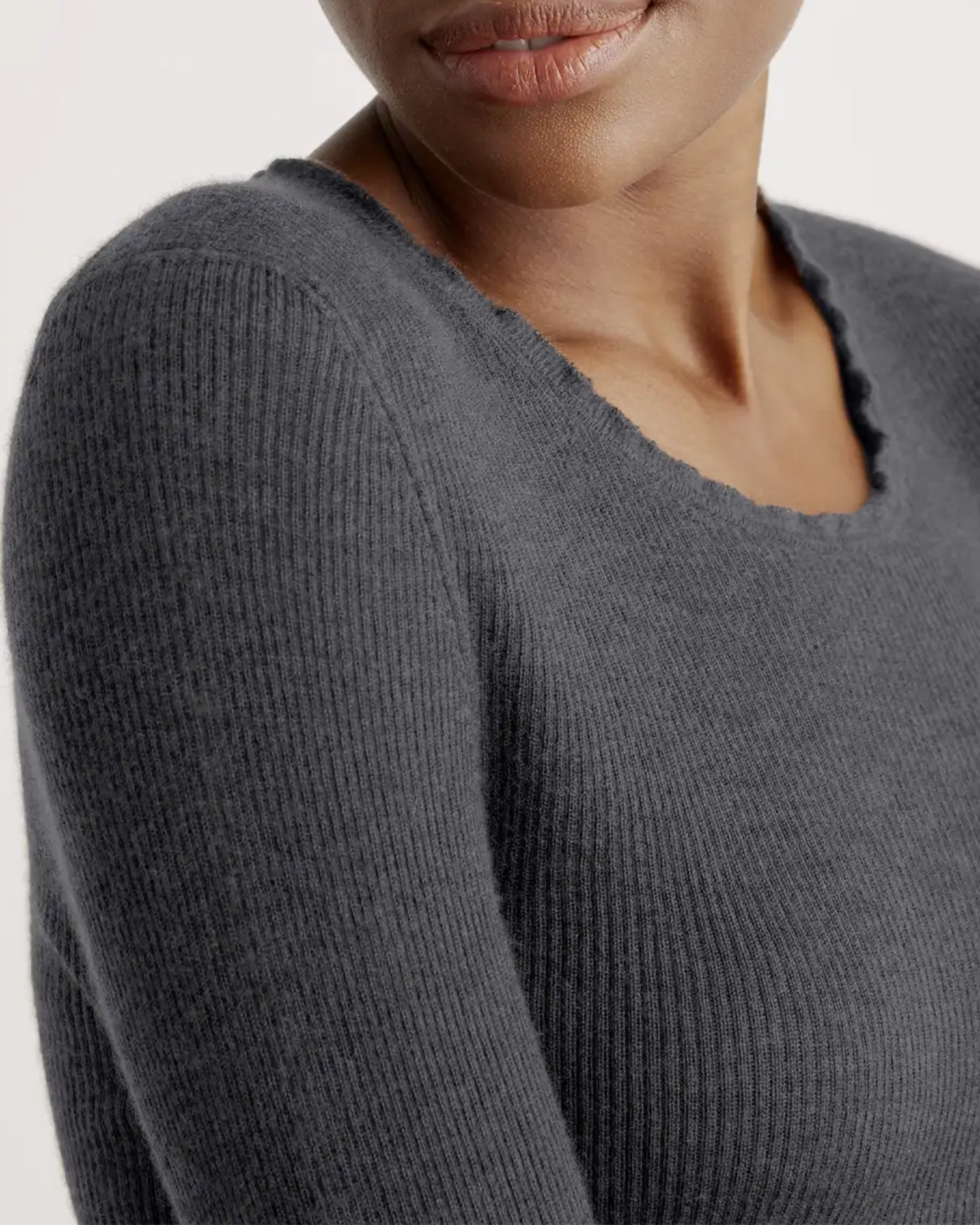 Featherweight Cashmere Ribbed Crewneck Sweater