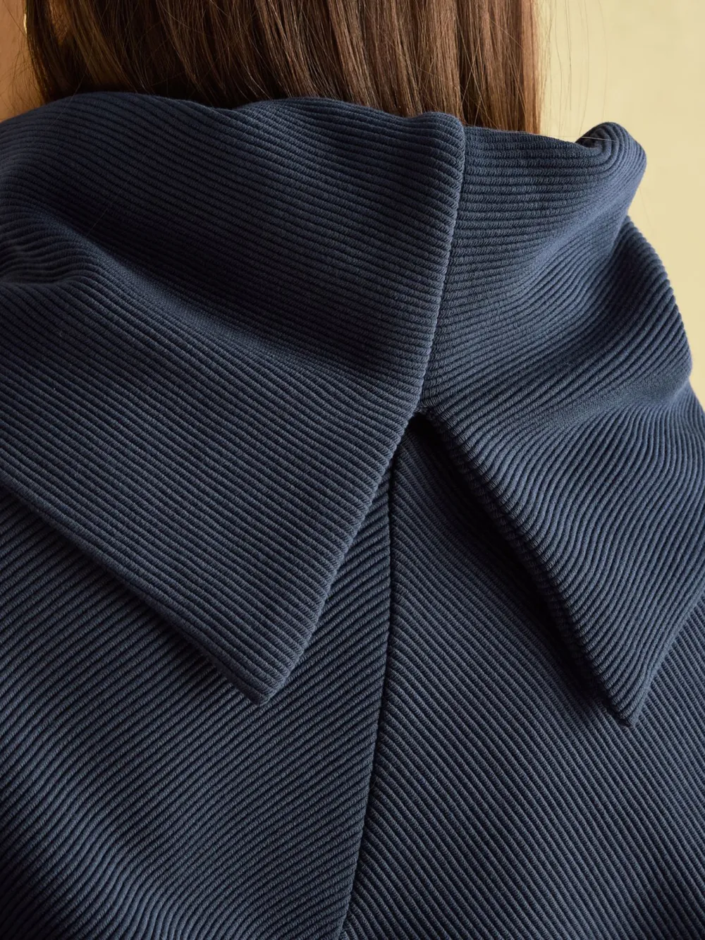 Adjustable Waist Willow Navy Cowl Neck Sweatshirt