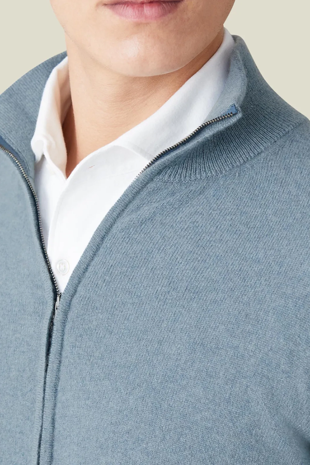 Ribbed Funnel Collar Cardigan