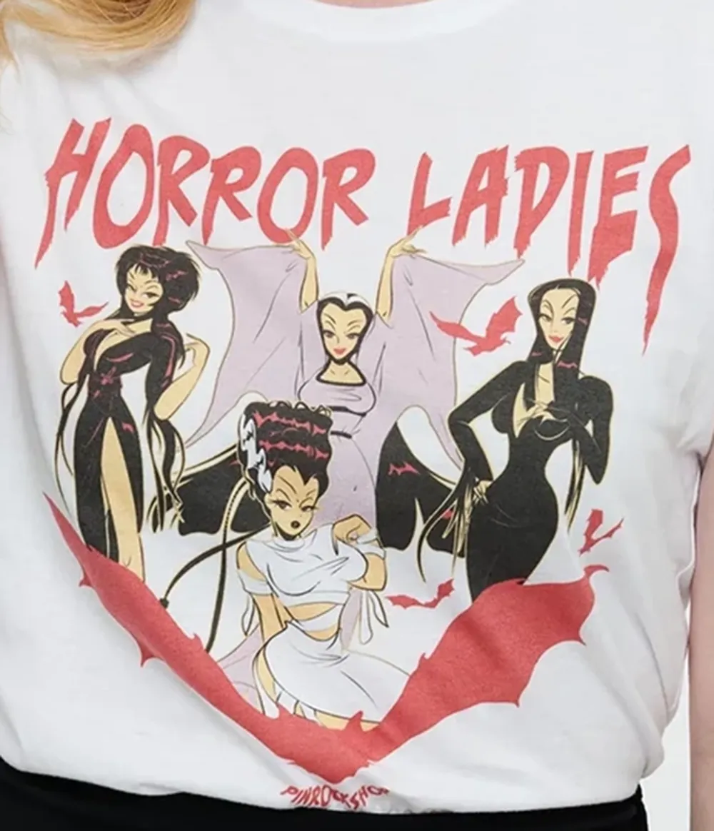 White Horror Ladies Fitted Graphic Tee